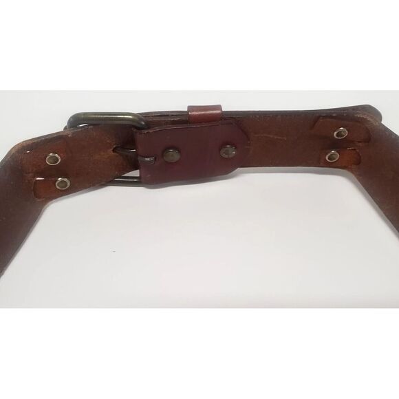VTG Salvatori Belt 34 Men's Harness Cowhide 9437 Distress Brown Leather Woven - Picture 10 of 14